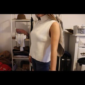 Sleeveless turtle neck ribbed top